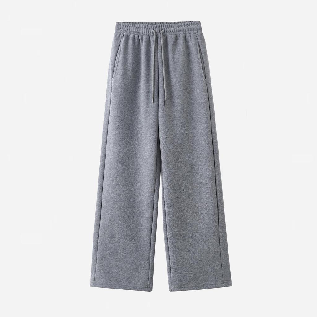Women's Fleece-Lined Grey Hoodie Set - Warm, Versatile, Casual Round Neck, Perfect for Autumn/Winter.