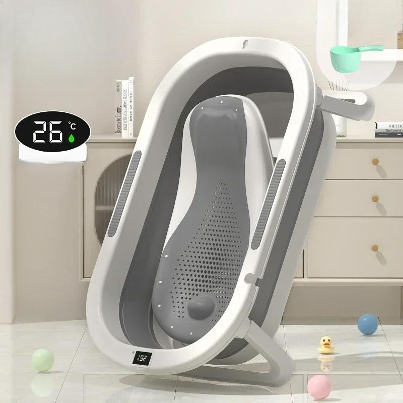 Warm and Foldable Baby Bath Tub Comfortable Toddler Bath Tub for Sitting and Lying Ideal for Newborns and Children