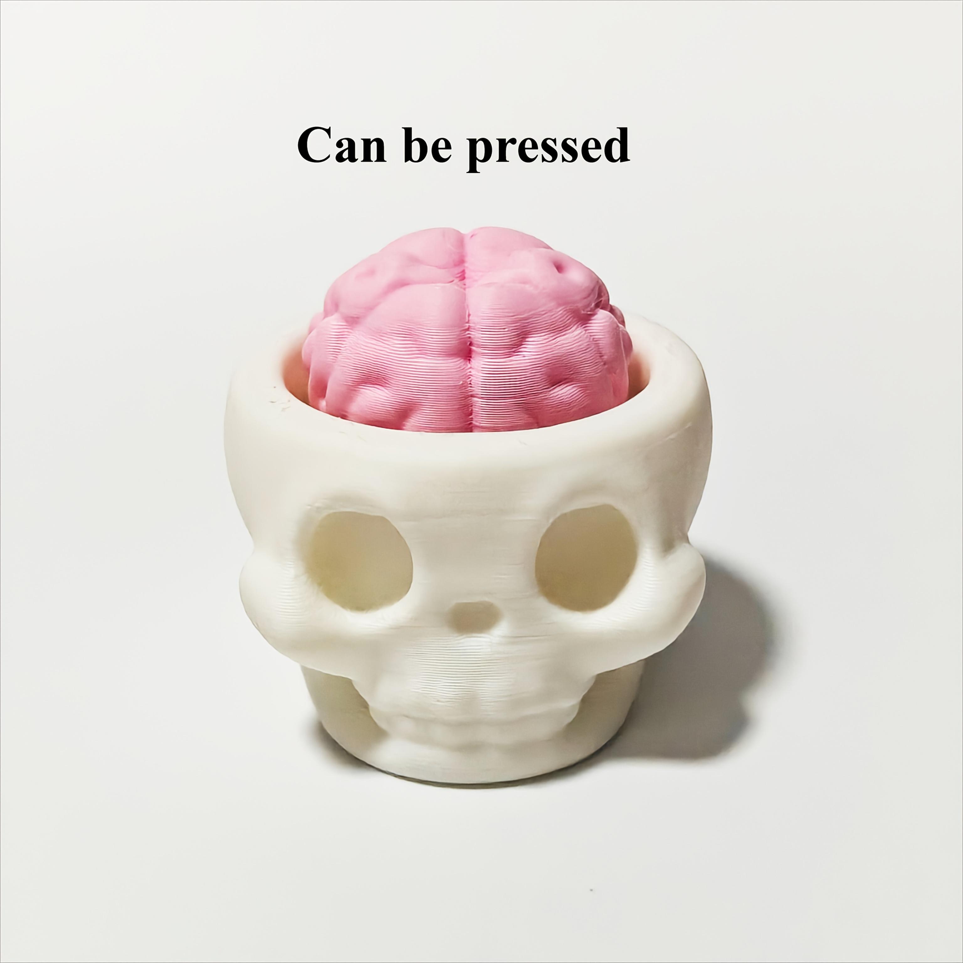 

Squeezable Brain & Skull Replica, Soft Realistic Psychology Model with Expressive Eyes, Halloween Neuroscience Gift світло-сірого кольору