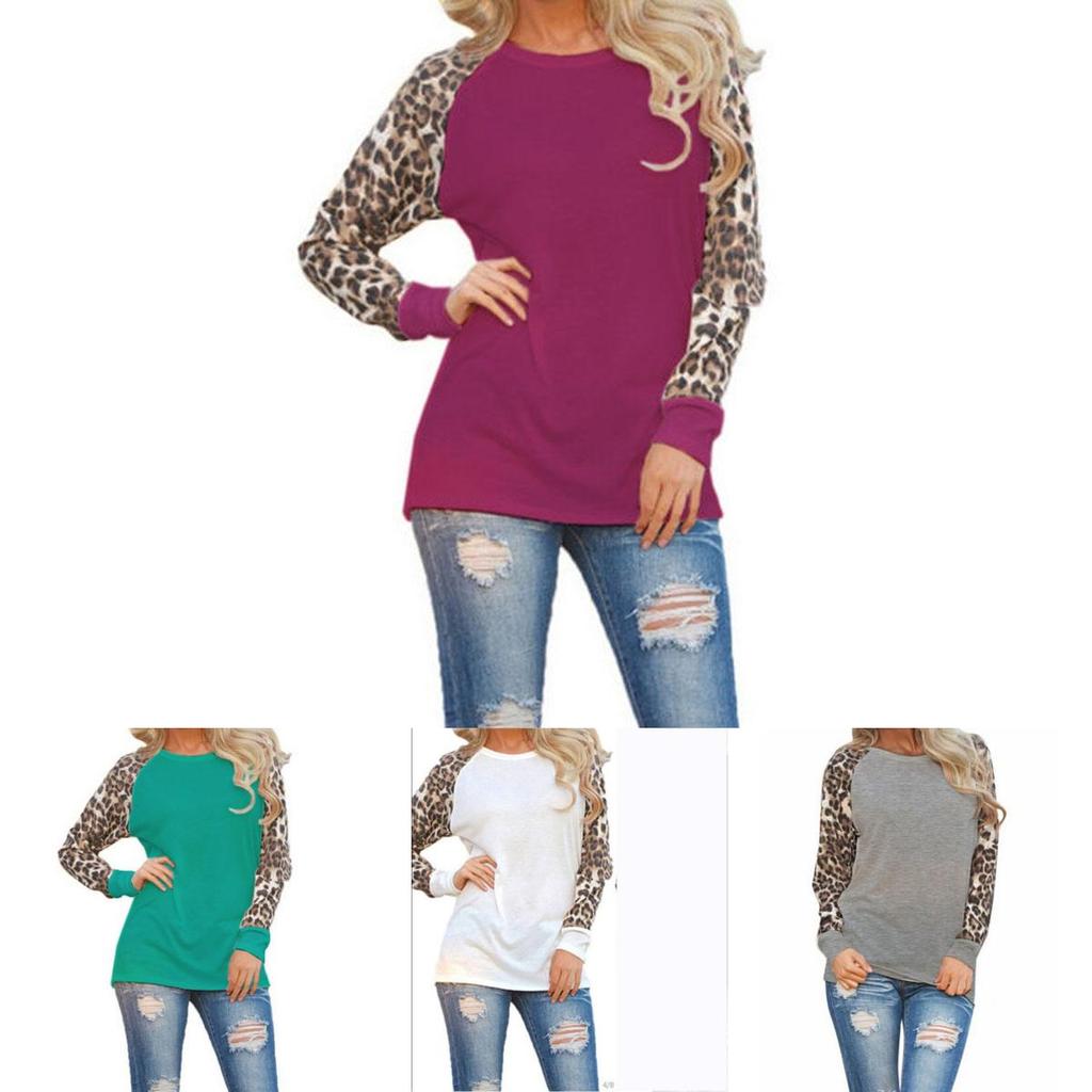 Womens Plus Size Long Sleeve Leopard T Shirts For A Relaxed And Trendy Casual Look