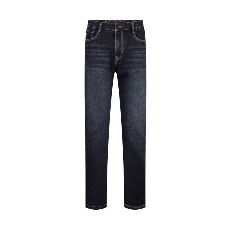 Qipai Men's Lyocell Blend Straight-Leg Washed Jeans