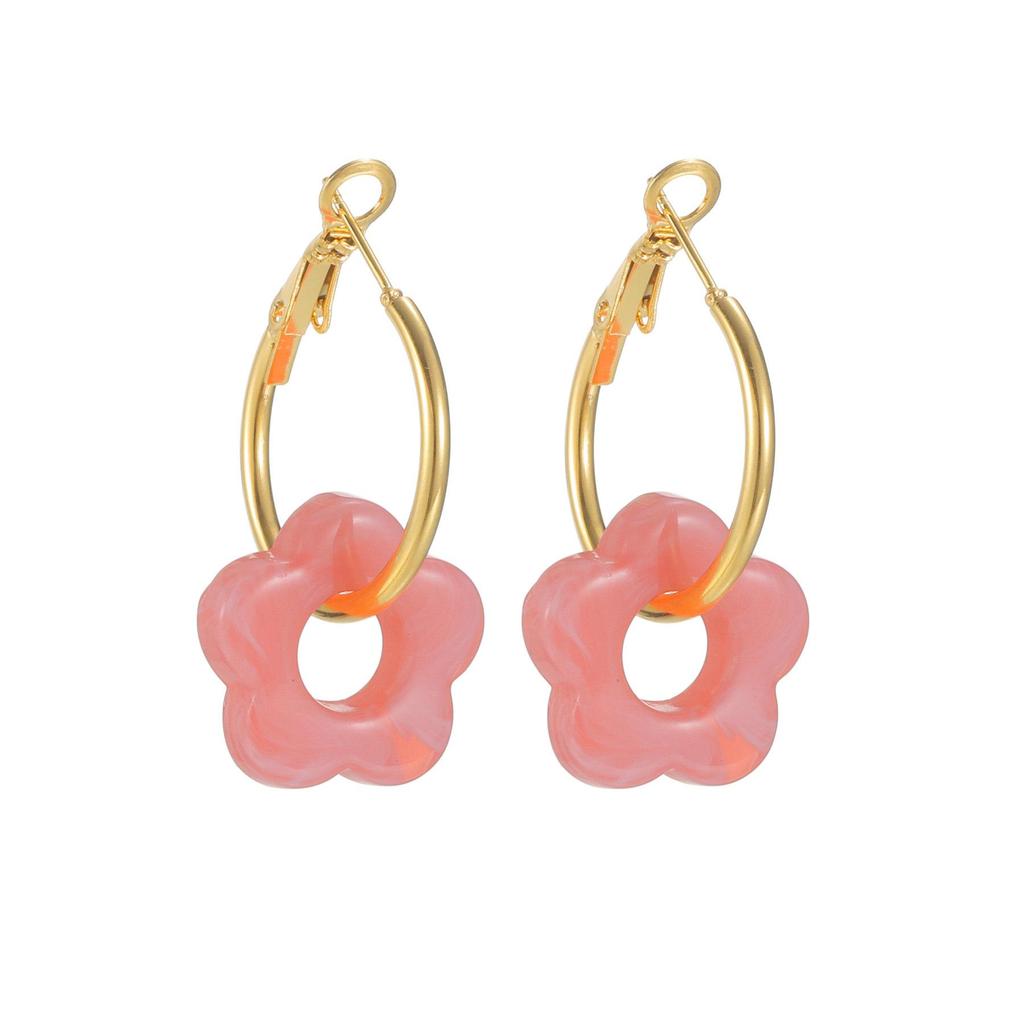 Macaron Color Flower Tassel Earrings, 18K Gold-Plated, Light Luxury Versatile, Niche High-End.