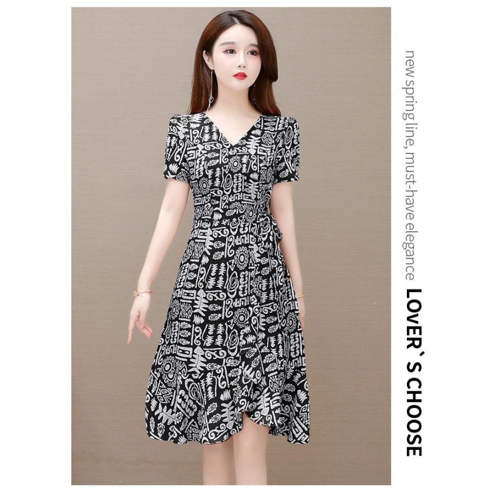 Letní dámské květinové šifonové přiléhavé dámské nové letní šaty