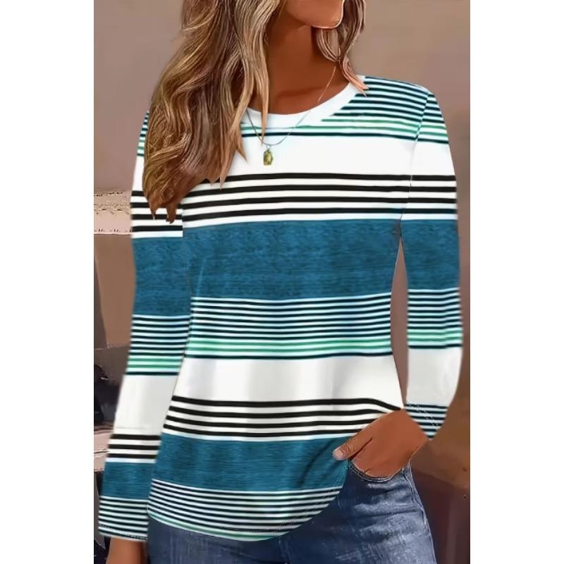 Camiseta de Otoño para Mujer de Manga Larga Estampado de Gato Lindo Calle Casual Cuello Redondo Jersey Ropa Oversize