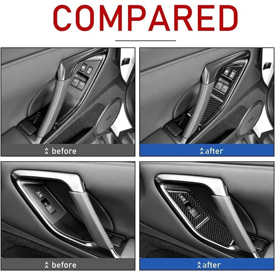 Carbon Fiber Trim For Nissan GTR R35 2008-2016 Door Window Lifter Button Switch Control Panel Cover StickerCar Interior Styling