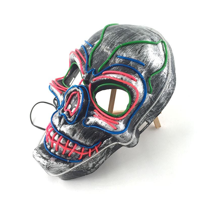 LED Light Up Mask EL Wire Skull Halloween Party Costume
