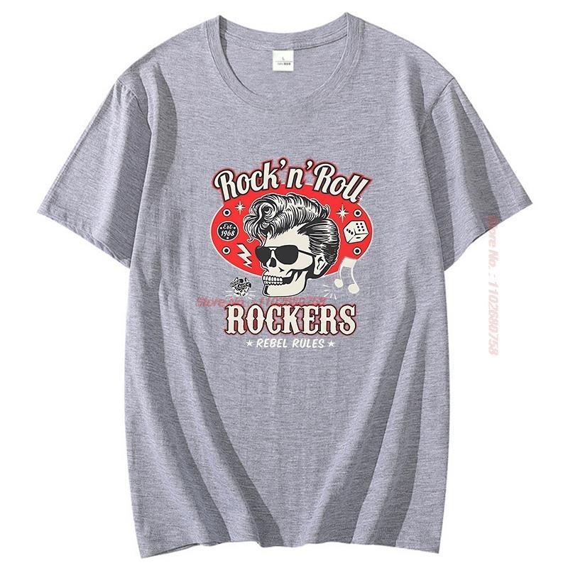Rockabilly Rock And Roll Funny Graphic T Shirts Skull Dice Rockers Cotton Short Sleeve Tshirt Summer New In Tops And Tshirts