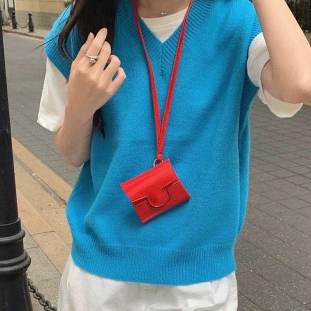 

Durable Bag Necklace PU Sweater Chain Necklace New Coin Bag Necklace Jewelry Accessories червоний