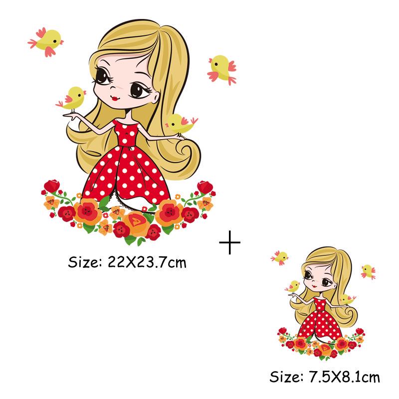 Patches For Clothes Russian Girls Thermal Stickers For Clothes DIY Heat Transfer Coffee Lady Mom Baby Patches Iron On Transfer