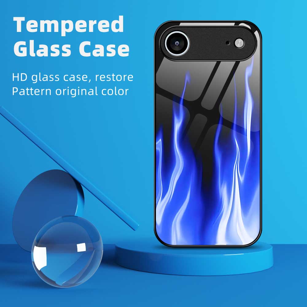 For iPhone 17 Air Case Anti Drop TPU PC Tempered Glass Pattern Printing Phone Back Cover