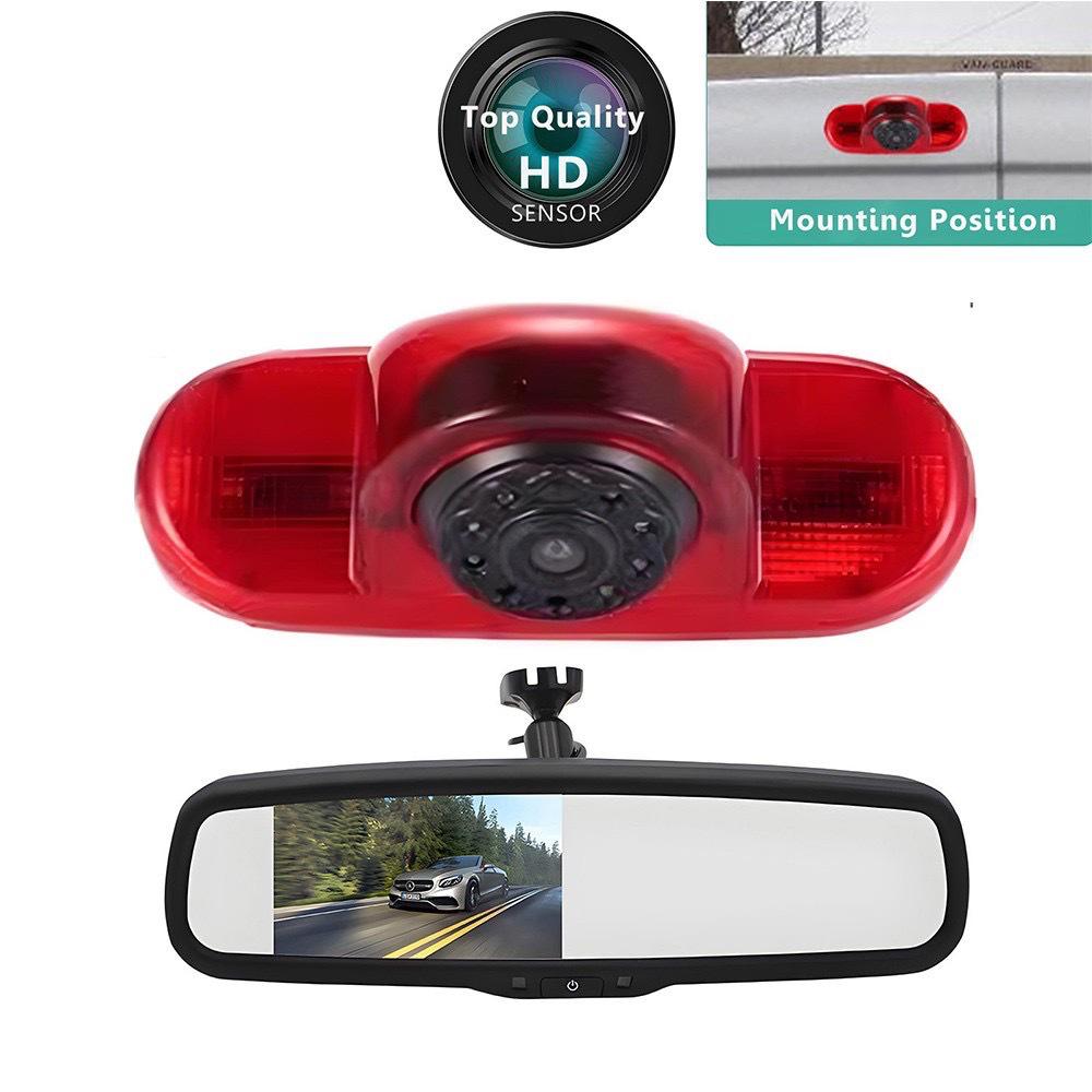 4.3-Inch Rearview Mirror with Brake Light Camera for Opel Vivaro, Movano, Renault Trafic