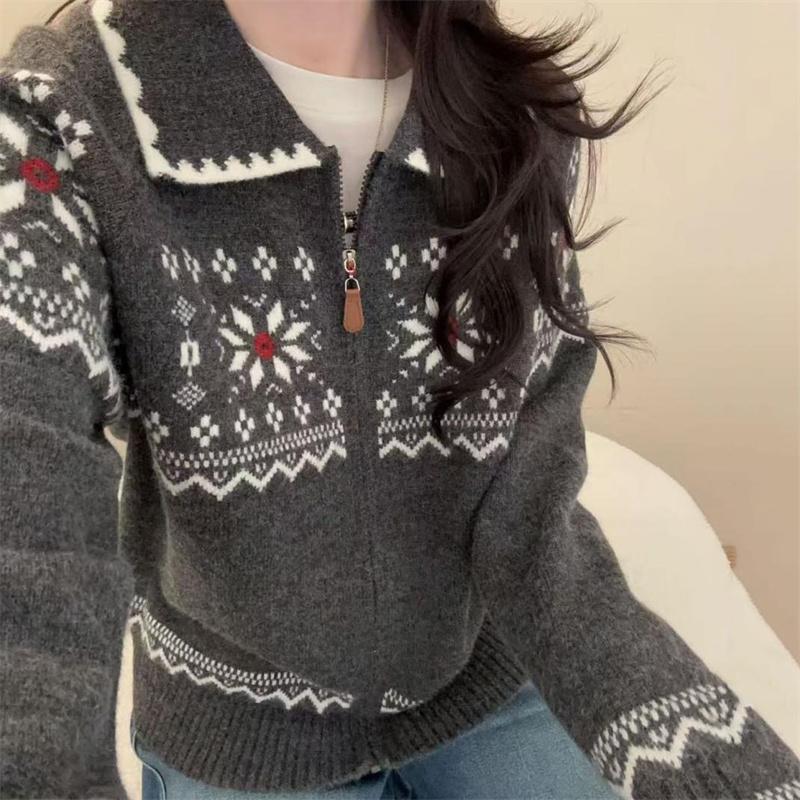 New Fall/Winter Stretch Knit Jackets and Tops Men Women Loose-Fit Knit Sweaters Vintage Jacquard Knit Cardigans