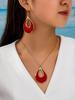 3pcs/Set Minimalist Teardrop Metal Painted Earrings & Necklace Jewelry Set, Elegant Design For Women