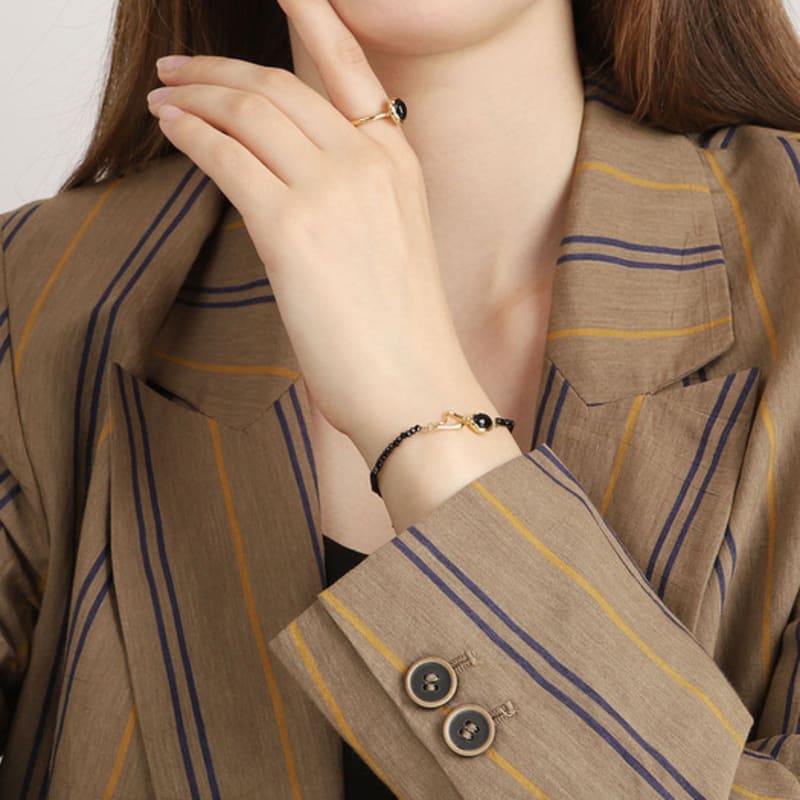 ozel Silver925 Blcak Stone Bracelet PS008B