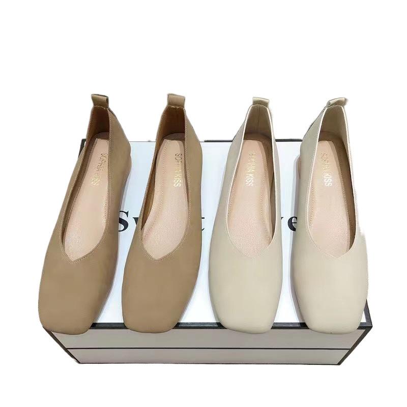 Hong Kong Magpie King Cashmere Soft Surface Shallow Mouth Square Head Square Mouth Casual Niche French Women's Shoes Low Heel Women's Single Shoes La