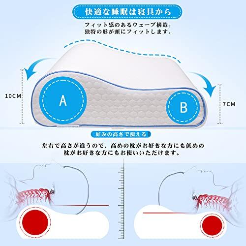 FUKUHATI Memory Foam Pillow with Washable Cover, 50cm Wide x 30cm Deep x 7/10cm High, White, 0.85kg