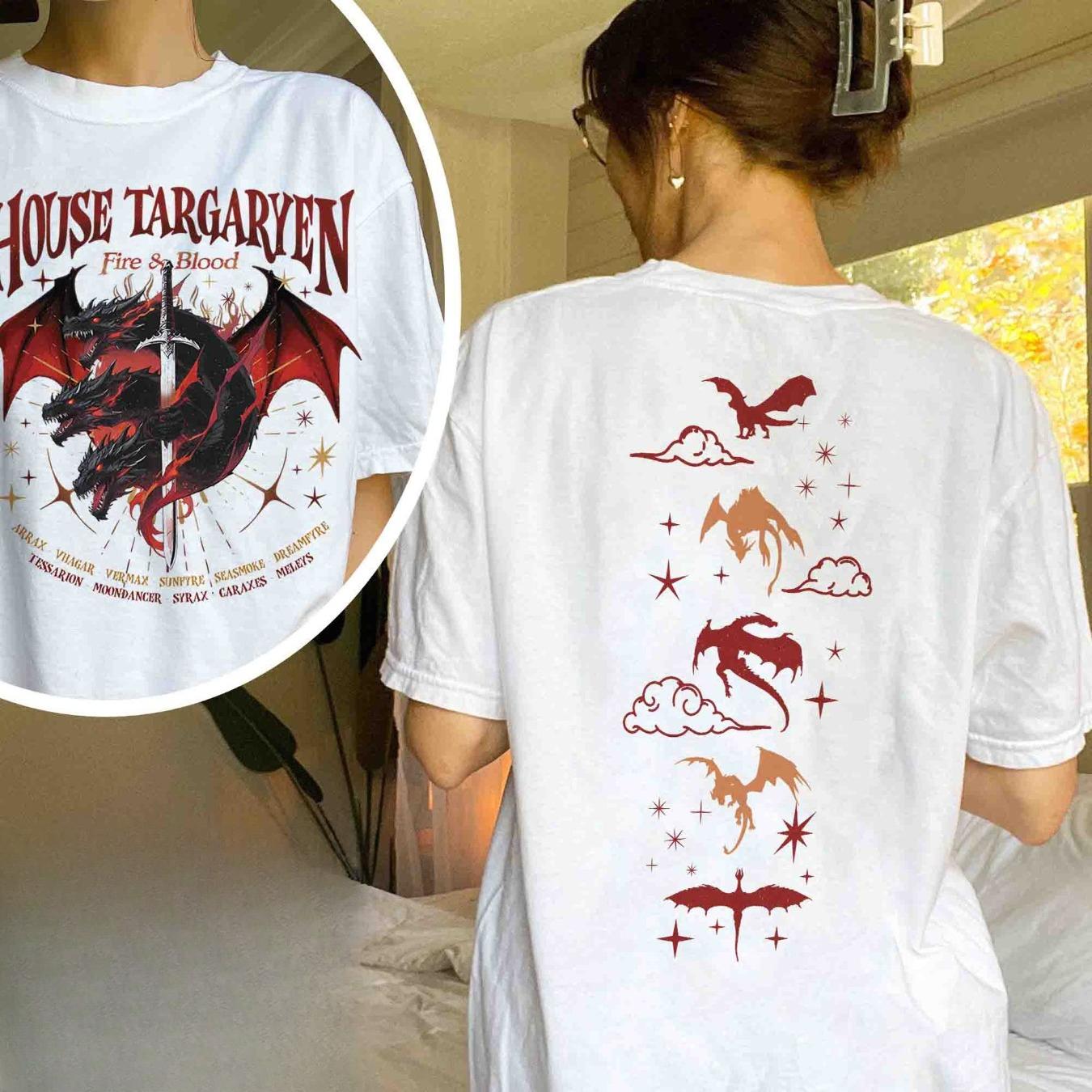 

D House Mellors Shirts Womens Tshirts with Dragon Patterns Love of Dragons Shirts Targaryen Family Shirts Team Shirts S