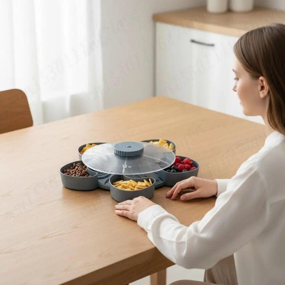 Multi-compartment Rotating Snack Tray Spinning Compartment Platter Party Appetizers
