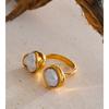 Yhpup Popular Baroque Imitation Pearls Golden PVD Open Ring Women Stainless Steel Rust Resistant Fashion Cast Finger Jewelry