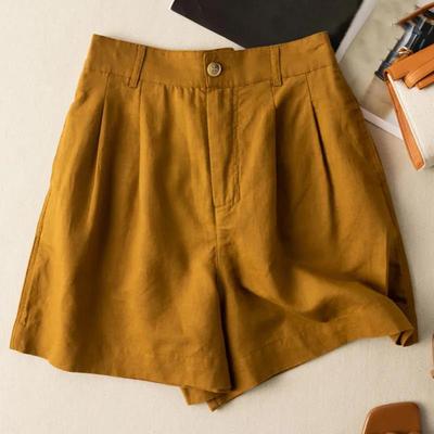 Summer Women Fashion Wide-leg Shorts Solid Pleated Comfy Short Pants