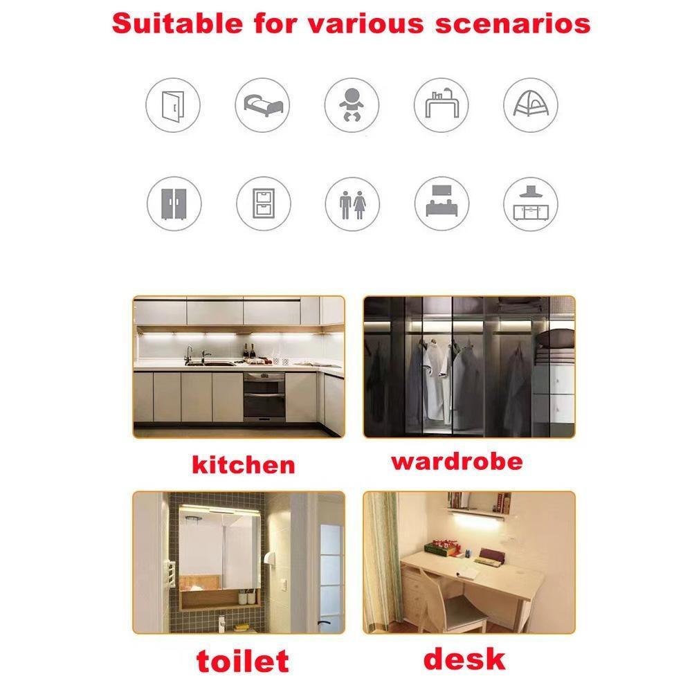 Motion Sensor LED Night Light  Wireless Under Cabinet Light For Kitchen Cabinet Bedroom Wardrobe Indoor Light Battery Powered
