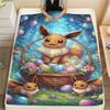 1Pc Easter Pokemon Print Flannel Blanket, High quality Comfortable for All Seasons, Home Decor, Warmth and Comfort, Perfect for Christmas Gifts