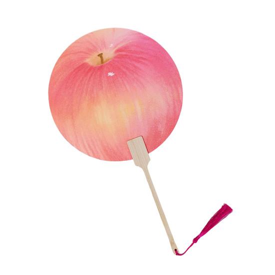 Fruit Print Fan with Wooden Long Handle Portable Lightweight Outdoor Travel Camping