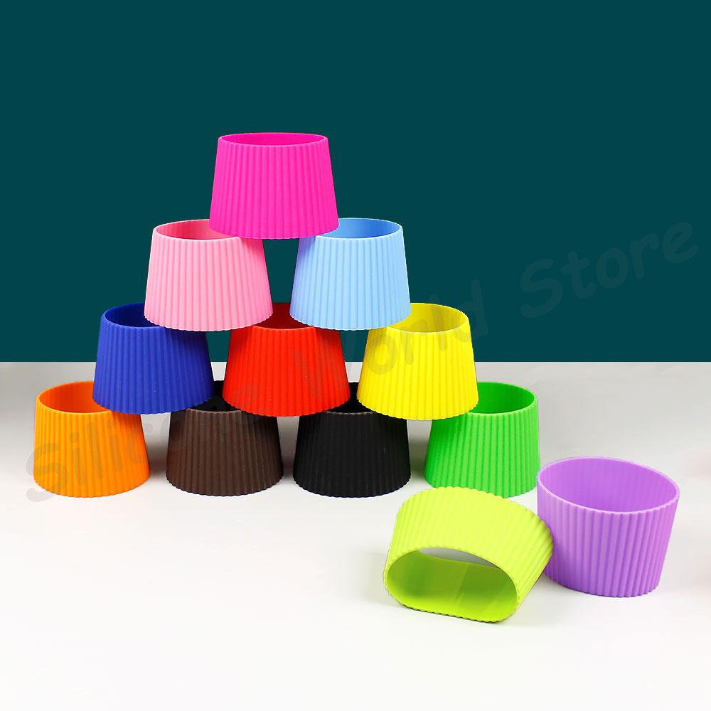 Silicone World Silicone Anti scalding Anti Slip Coffee Cup Cover Universal Tapered Thread Cup Sleeve Mug Ceramic Glass Cup Cover