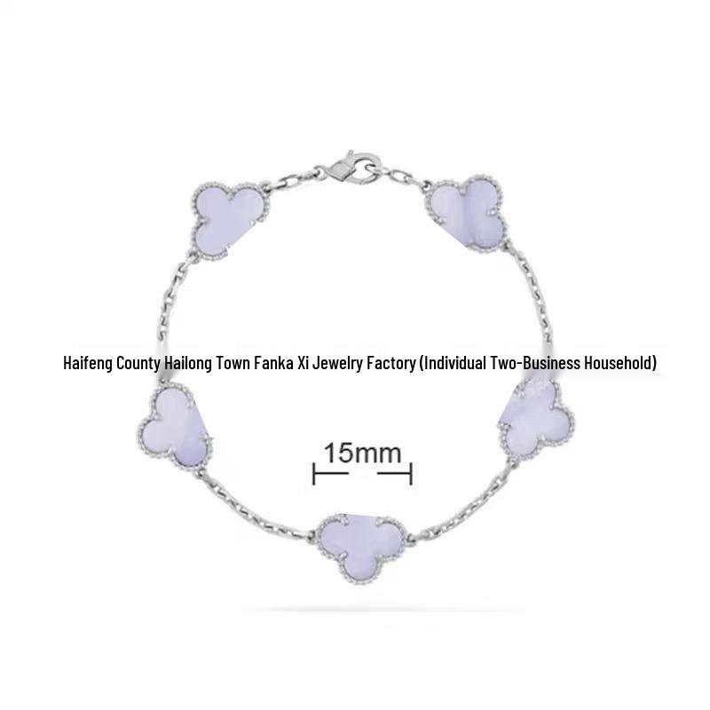 Bransoletka V Gold z Różowego Złota 18K z Koniczyną na Szczęście, Fioletowym Chalcedonem i Czerwonym Agatem dla Kobiet