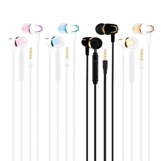 Fone de ouvido intra-auricular de 3,5 mm com graves pesados e fone de ouvido com fio de plástico moderno para smartphone