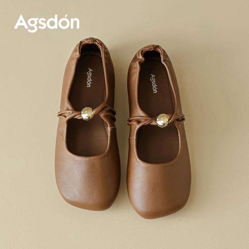 Augustine Mary Jane Women's Shoes 2025 New Autumn Retro Flat-bottomed Huge Good-looking Small Leather Shoes One-pedal Single Shoes
