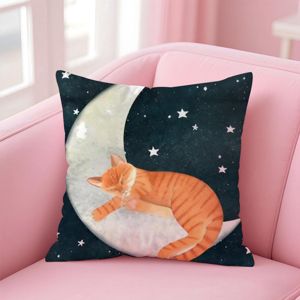 Anime Kwaii Plant Cats Cushion Cover Pillowcase Short Plush Invisible Zipper Room Sofa Cushion Cover
