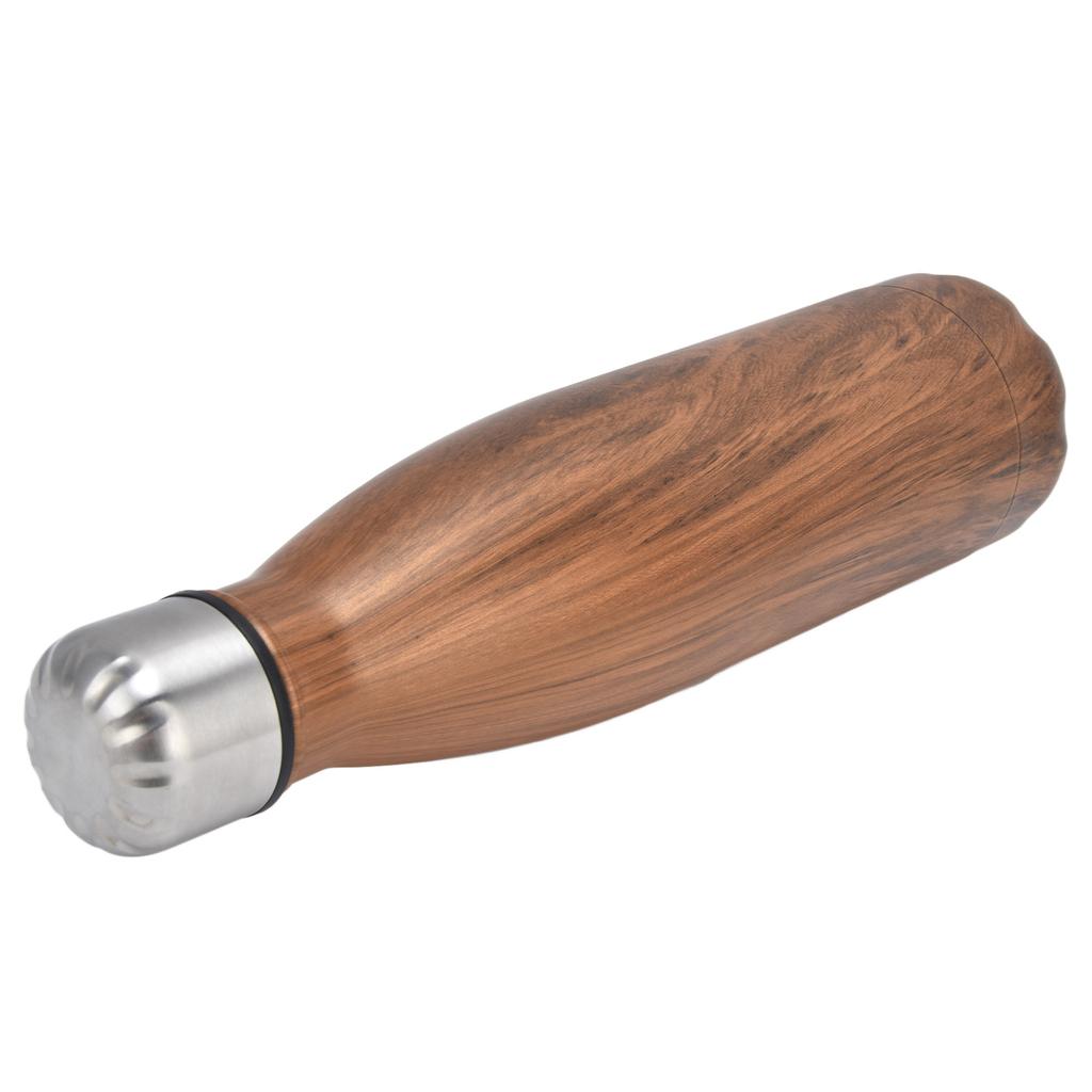 Cola Shape Thermal Flask Stainless Steel Water Bottles for School Outdoor Sports Camping Hiking TravelWood Grain