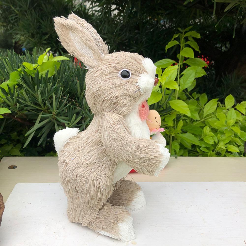 

Садовые статуэтки ручной работы 25 см Украшение в виде кролика Милые соломенные кролики Пасторальный Type D