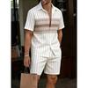 2026 Summer Men Beach Sets Streetwear Short Sleeve Lapel Shirt Printed Shorts Breathable Casual Men Hawaiian Suits 2 Pieces