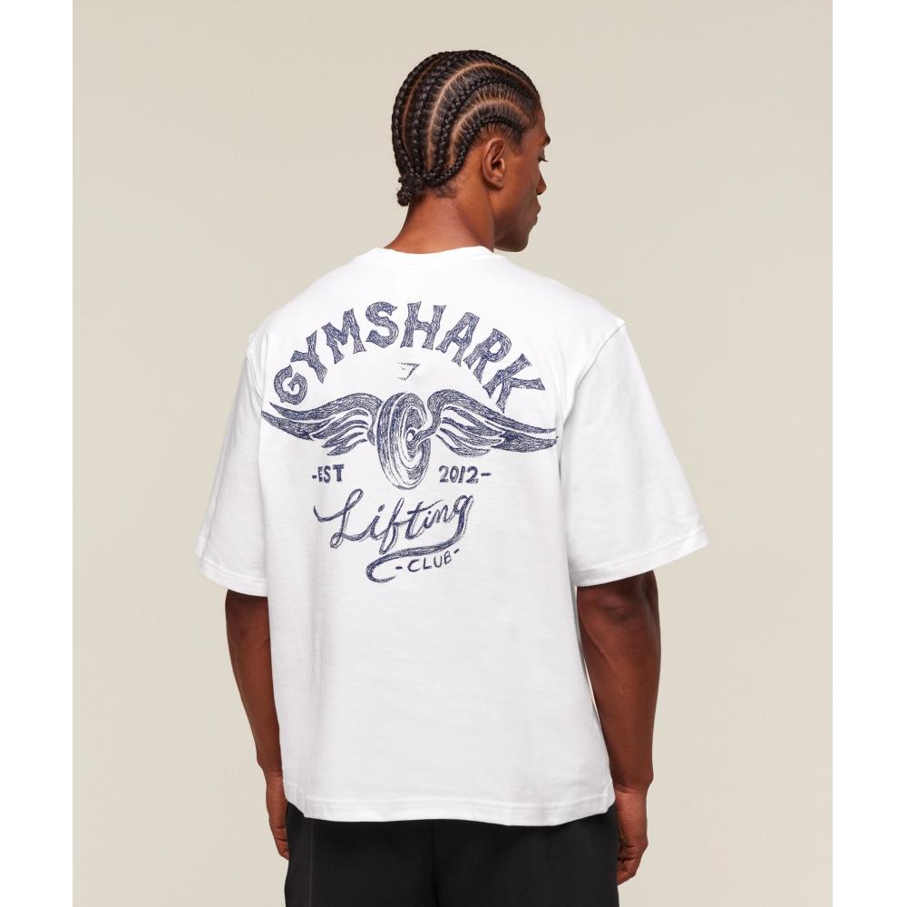 

Gymshark Flying WeighTs T shirT whiTe A2b8j Wb57 3XL