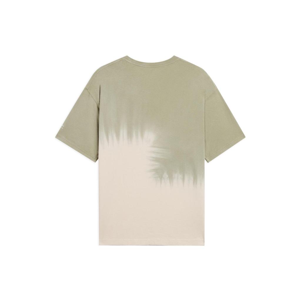 Li-Ning T-shirt Unisexe à Manches Courtes et Col Rond Brodé avec Blocs de Couleurs en Dégradé Vert Désert AHSS355-1