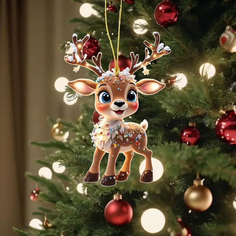 Décorations de Noël en Acrylique Transparent Ornements en Acrylique de Haute Qualité Ornements Festifs de Rennes de Noël pour la Maison Décoration de Voiture