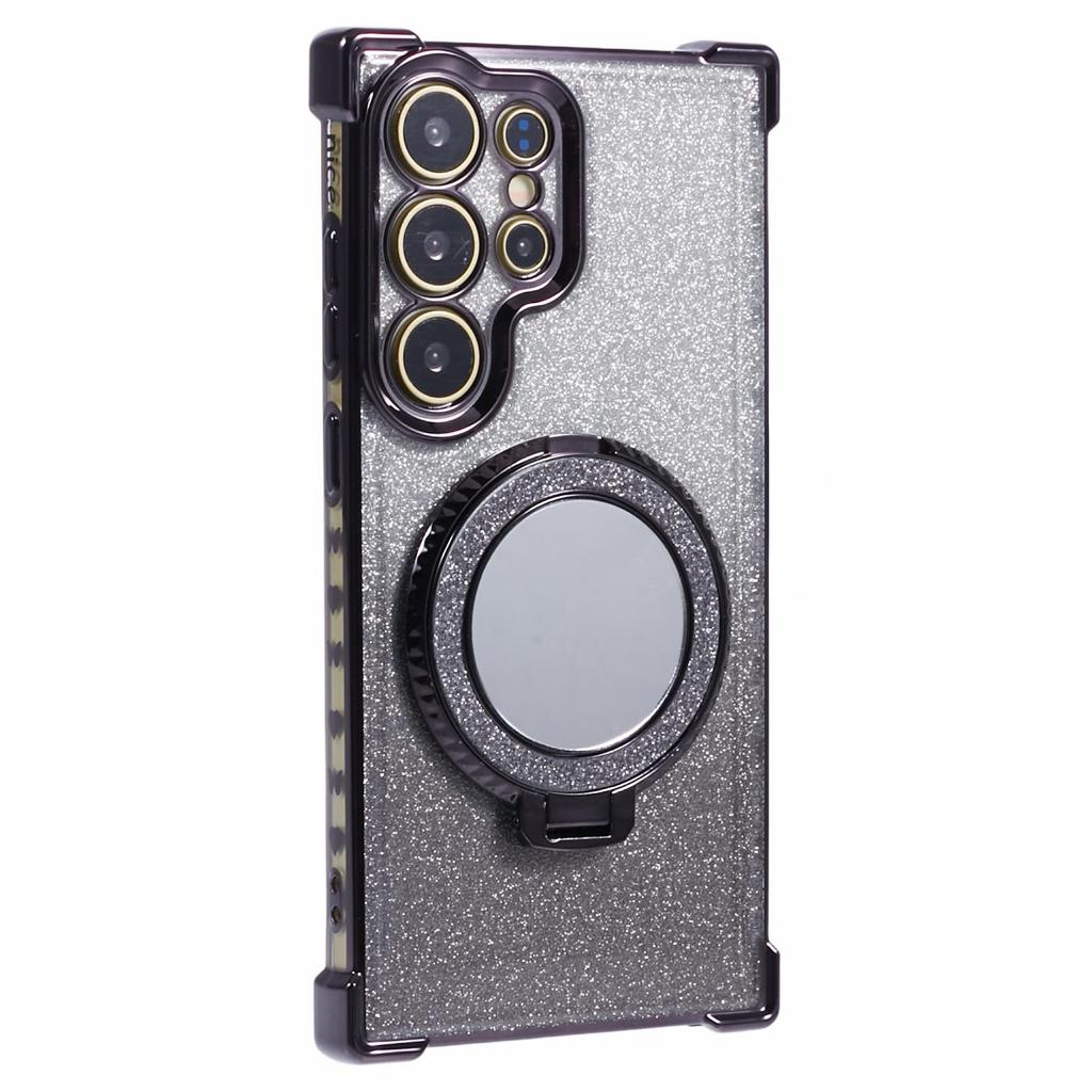 Etui na Samsunga Galaxy S24 Ultra Brokatowe Etui TPU na Telefon ze Stojakiem Lusterko