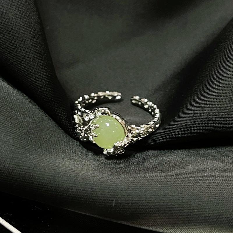 [Ice Jade Wrapped Branches] National Style Open Ring French Premium Sense Stacked Women Wearing Niche Rose Rings