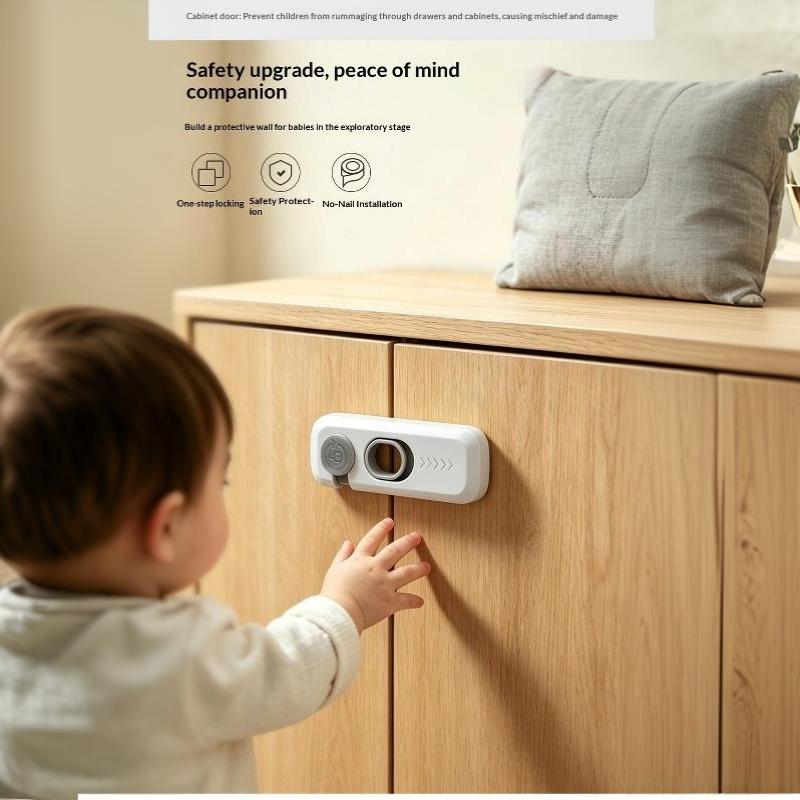 Child Safety Cabinet Lock No Drill Installation One Click Lock Design For Home Kitchen Drawers Baby Proofing Use