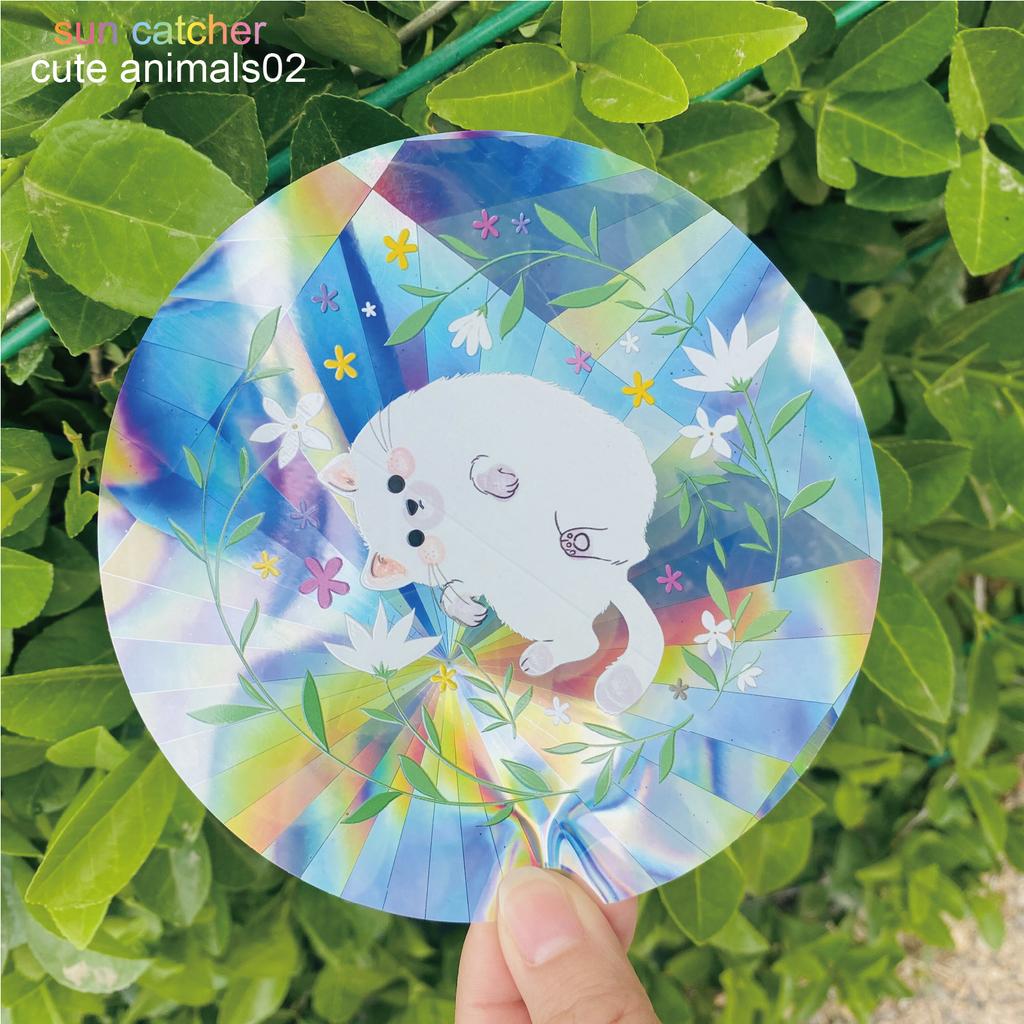 Sunflower Suncatcher Window Big Sticker Star Moon Evil Eye Sunlight Catcher Butterfly Sun Catcher Cat Rainbow Film for Car Glass