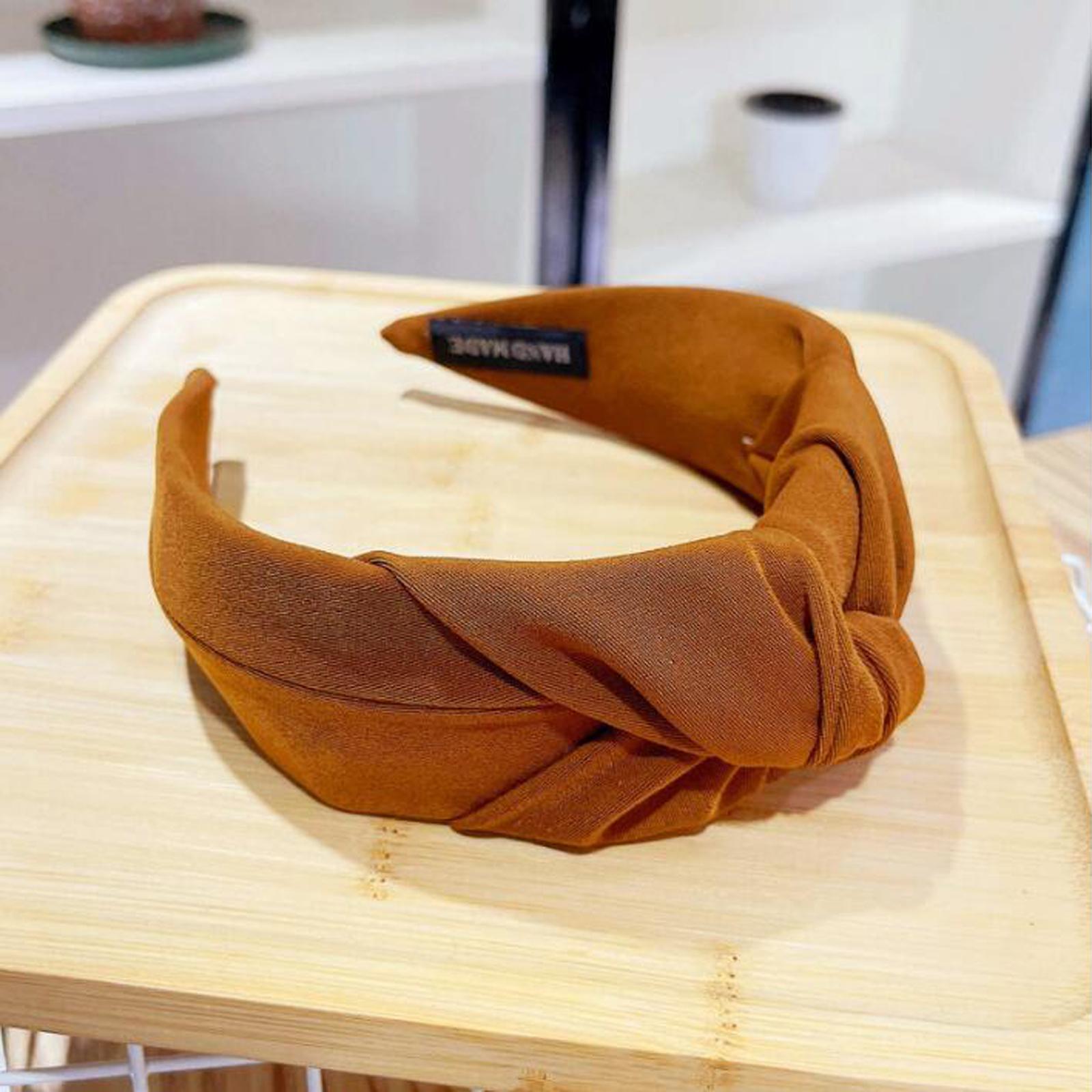 

PROLY Новая Мода Женская Повязка на Голову Однотонная Широкая Боковая Повязка для Волос Узел По центру Повседневный Тюрбан Взрослый Головной Убор Аксессуары для Волос