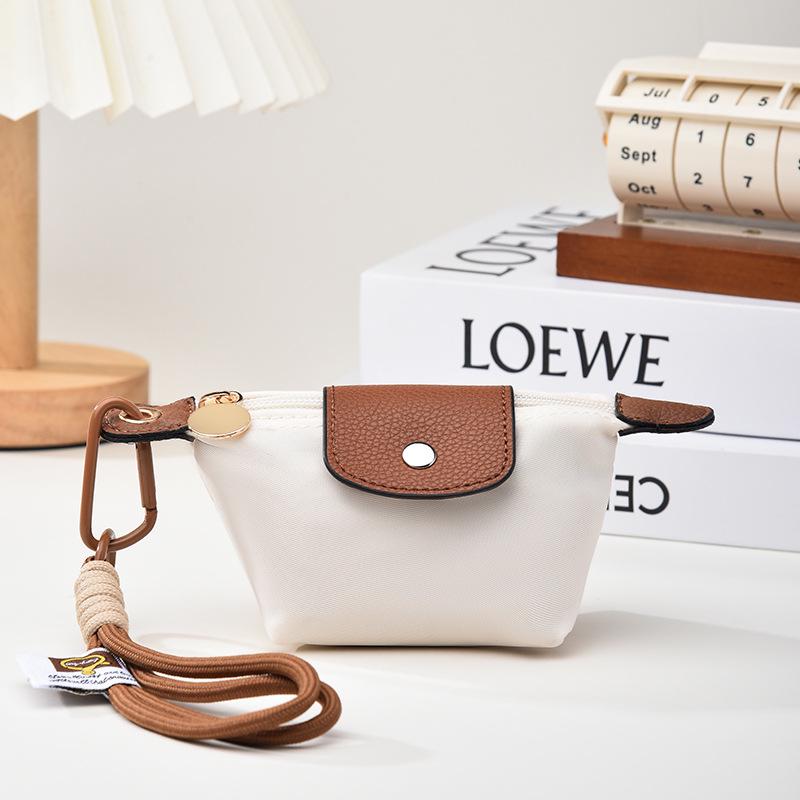 

Мини-сумка-пельмень в стиле колор-блок - Унисекс нейлоновый держатель для монет, ключей, помады и наушников с подвеской.