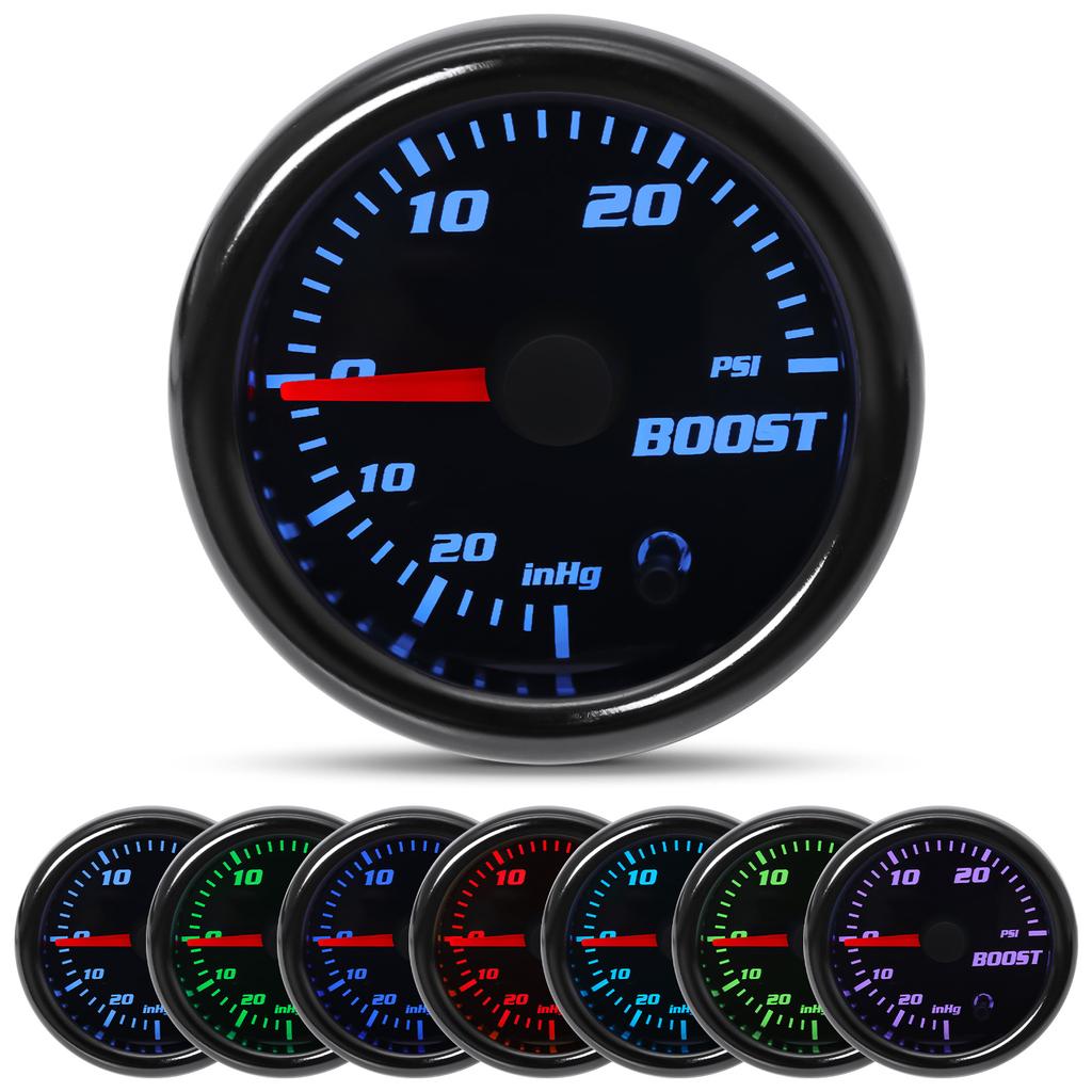 2'' 52mm 7 Color Oil Temperature Gauge Boost Bar PSI Water Temp Oil Pressure Air Fuel Ratio RPM Tachometer for 12V Car Gauges