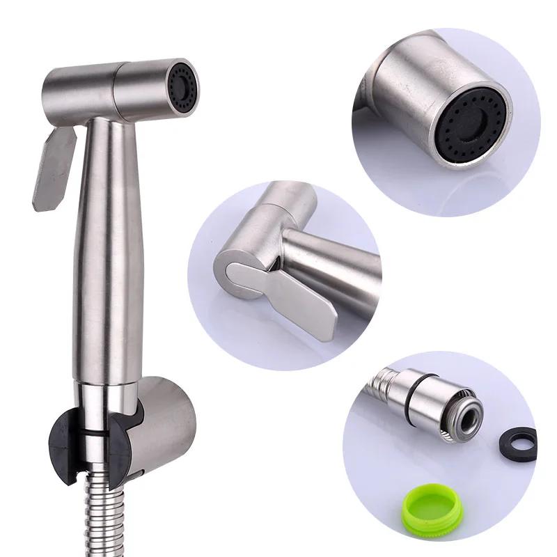 Black Handheld Toilet Bidet Faucet Sprayer Stainless Steel Bathroom Hand Bidet Sprayer Set Hose Toilet Self Cleaning Shower Head