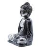 Meditating Buddha Statue Black and Grey Resin Medium