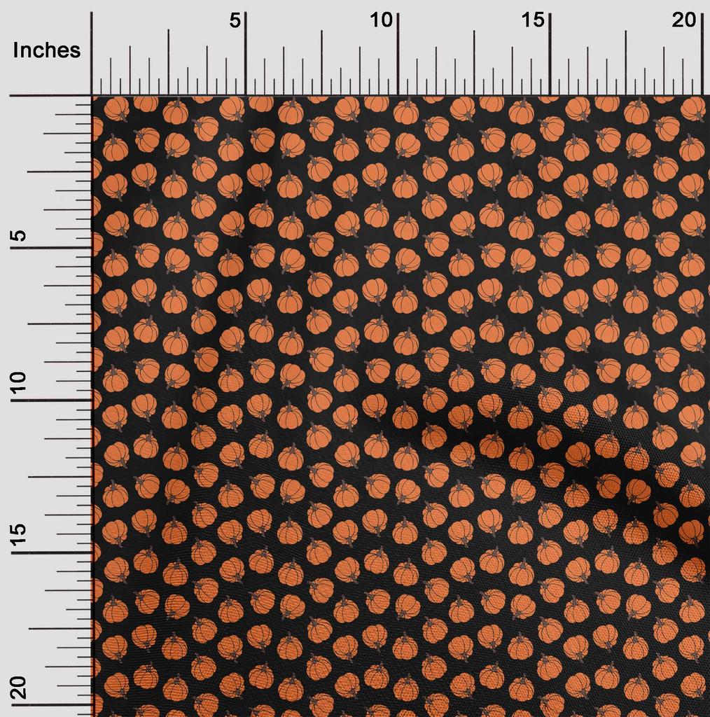 oneOone Cotton Flex Black Fabric Pumpkin Dress Material Fabric Print Fabric By The Yard 40 Inch