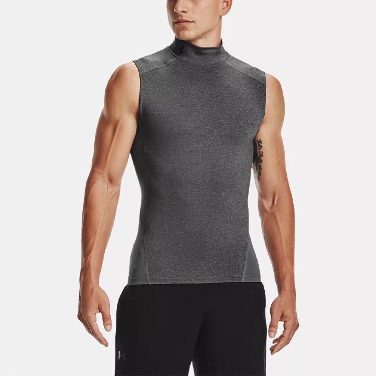 Under Armour T-shirt de sport à compression sans manches à col montant pour homme tops Gris 1361521-090