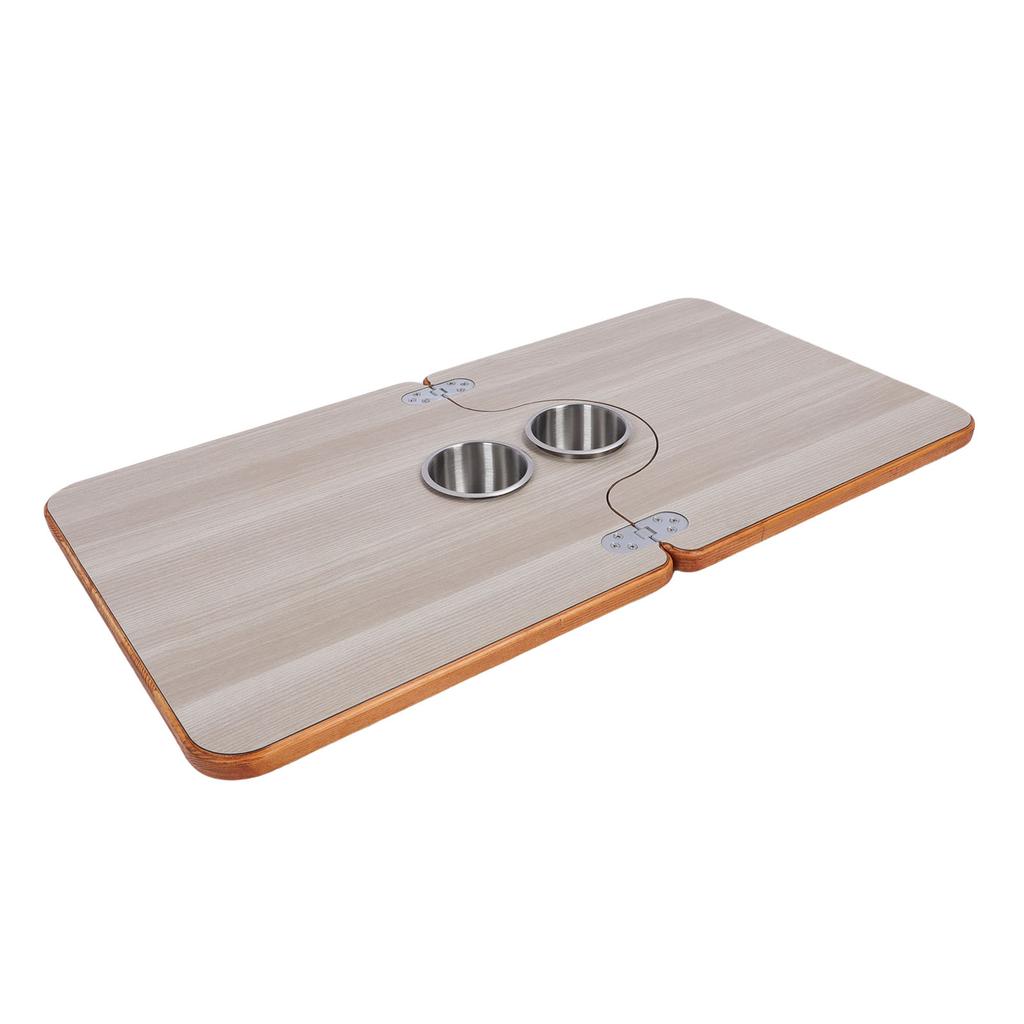 RV Tabletop 29.53x15.35in Solid Wood Folding Desktop Panel with 2 Stainless Steel Cup Holder for Trailer Motorhome